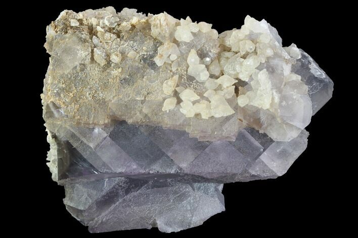 Calcite Crystals On Purple, Cubic Fluorite - Pakistan #90656